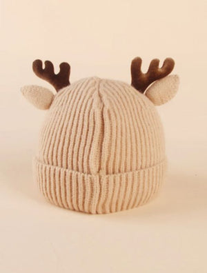Dinossi - Gorro Infantil de Reno con Cuernos y Orejas Crema
