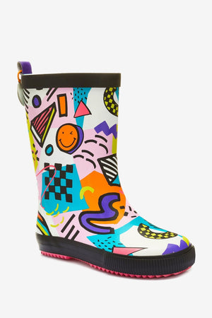 Dinossi - Botas de agua plegables y divertidas con cara sonriente para niñas - 32