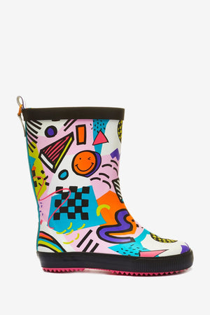 Dinossi - Botas de agua plegables y divertidas con cara sonriente para niñas - 32