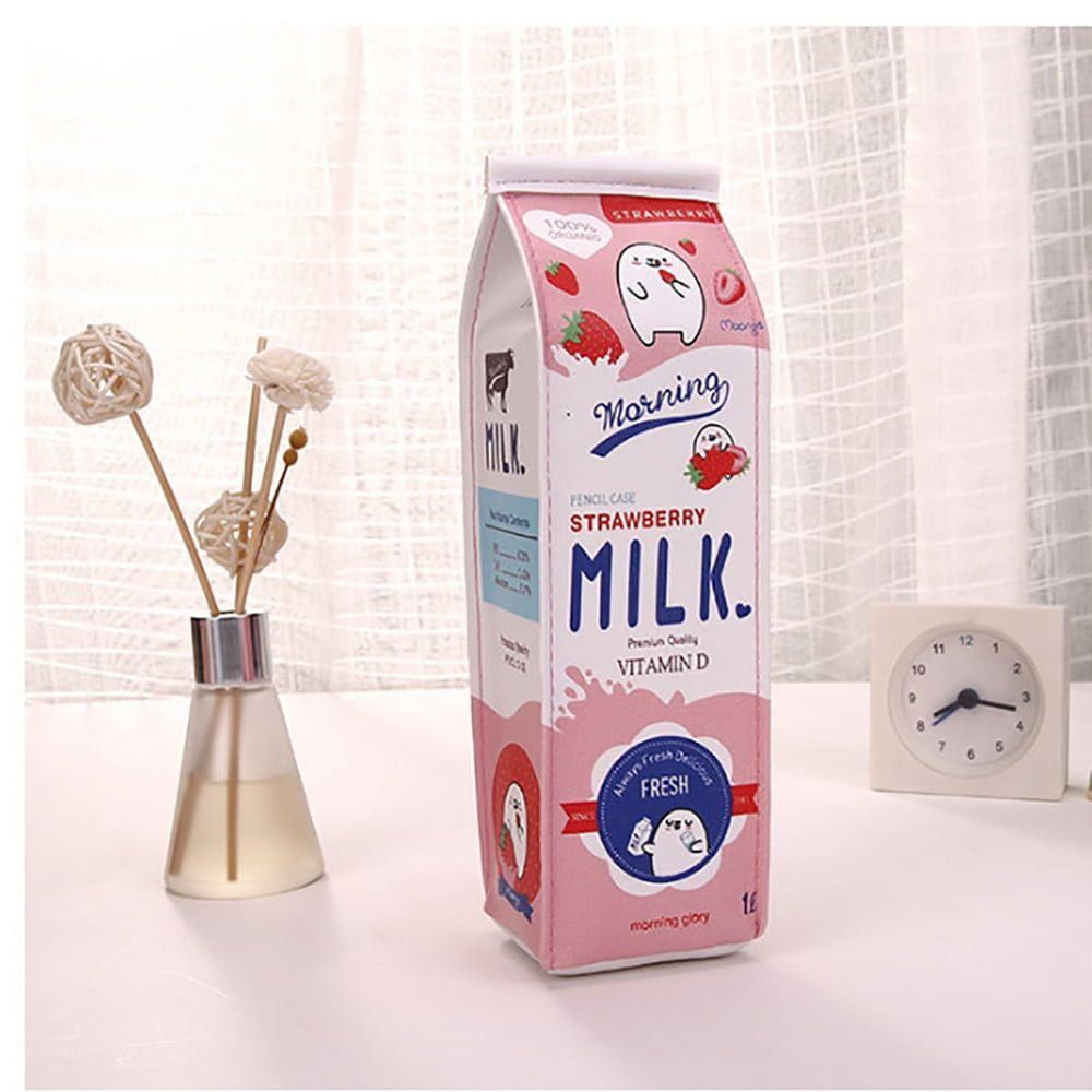 Dinossi - Estuche para lápices con forma de caja de leche con olor a fresa