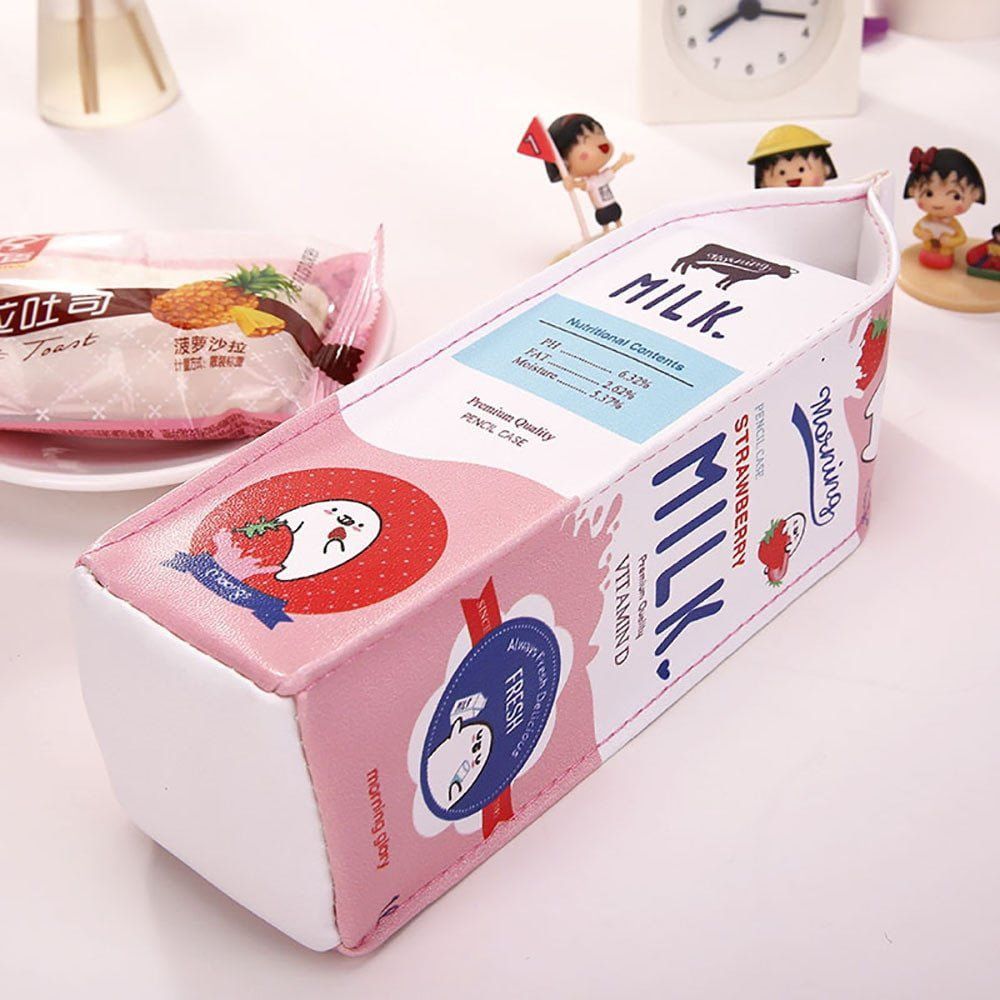 Dinossi - Estuche para lápices con forma de caja de leche con olor a fresa