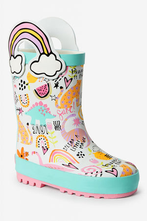 Dinossi - Botas de agua infantiles con forro polar Love con asas - 28