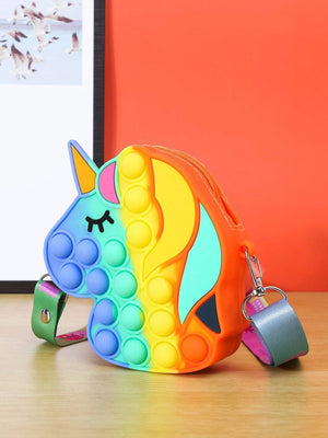 Dinossi - Bolso de hombro para niña con diseño de Popit en forma de unicornio
