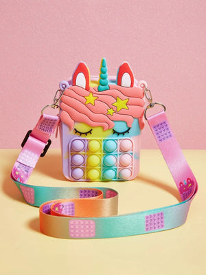 Dinossi - Bolso de hombro para niña con diseño de unicornio popit y arcoíris