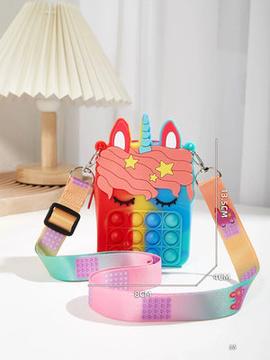 Dinossi - Bolso de hombro para niña con diseño de unicornio Popit, azul y rojo