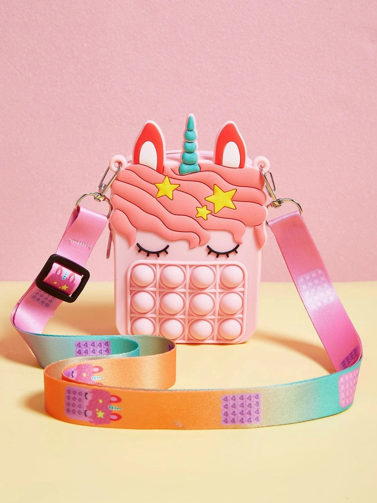 Dinossi - Bolso de hombro rosa para niña con diseño de unicornio Popit