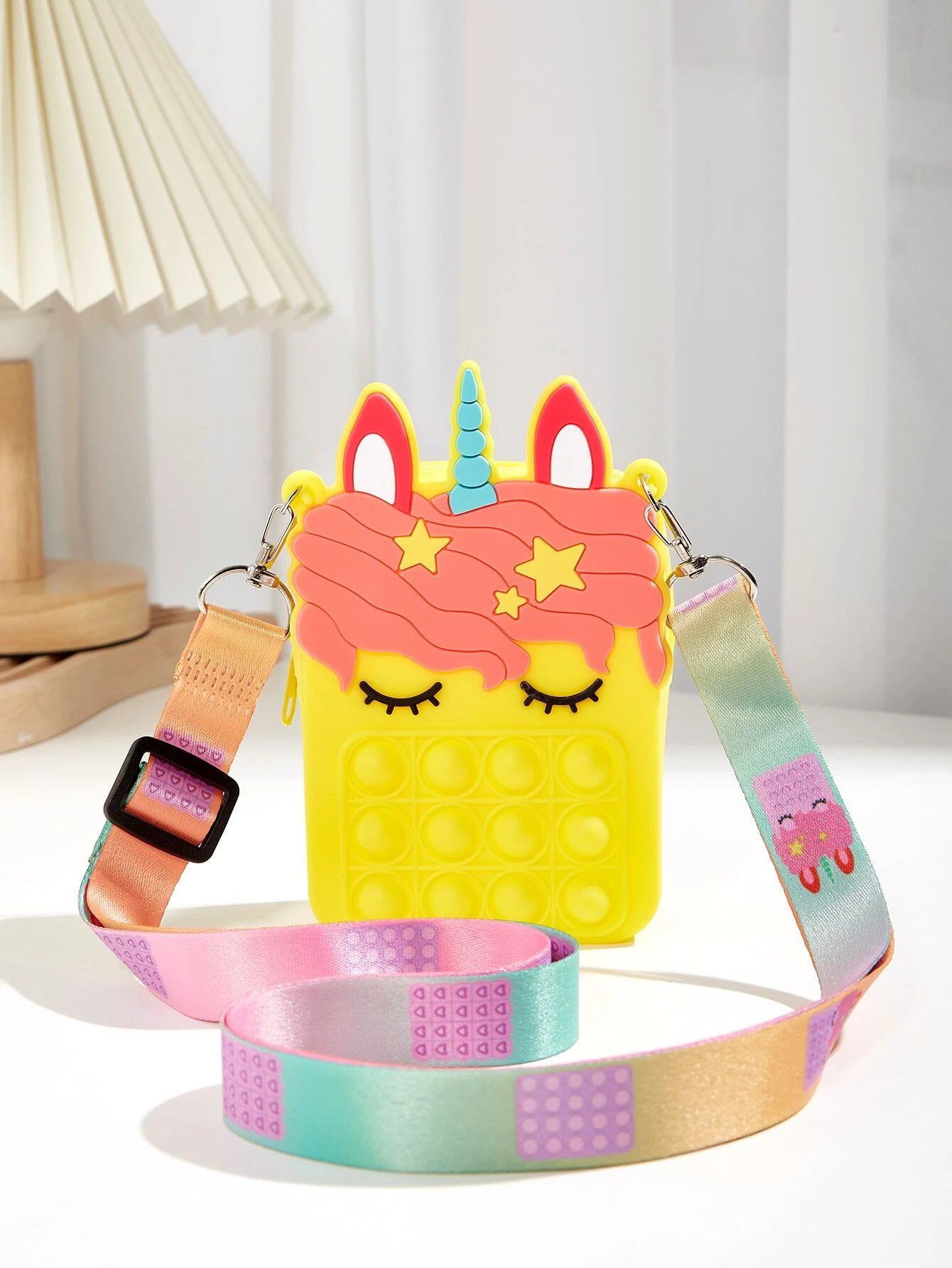 Dinossi - Bolso de hombro amarillo para niña con diseño de unicornio Popit
