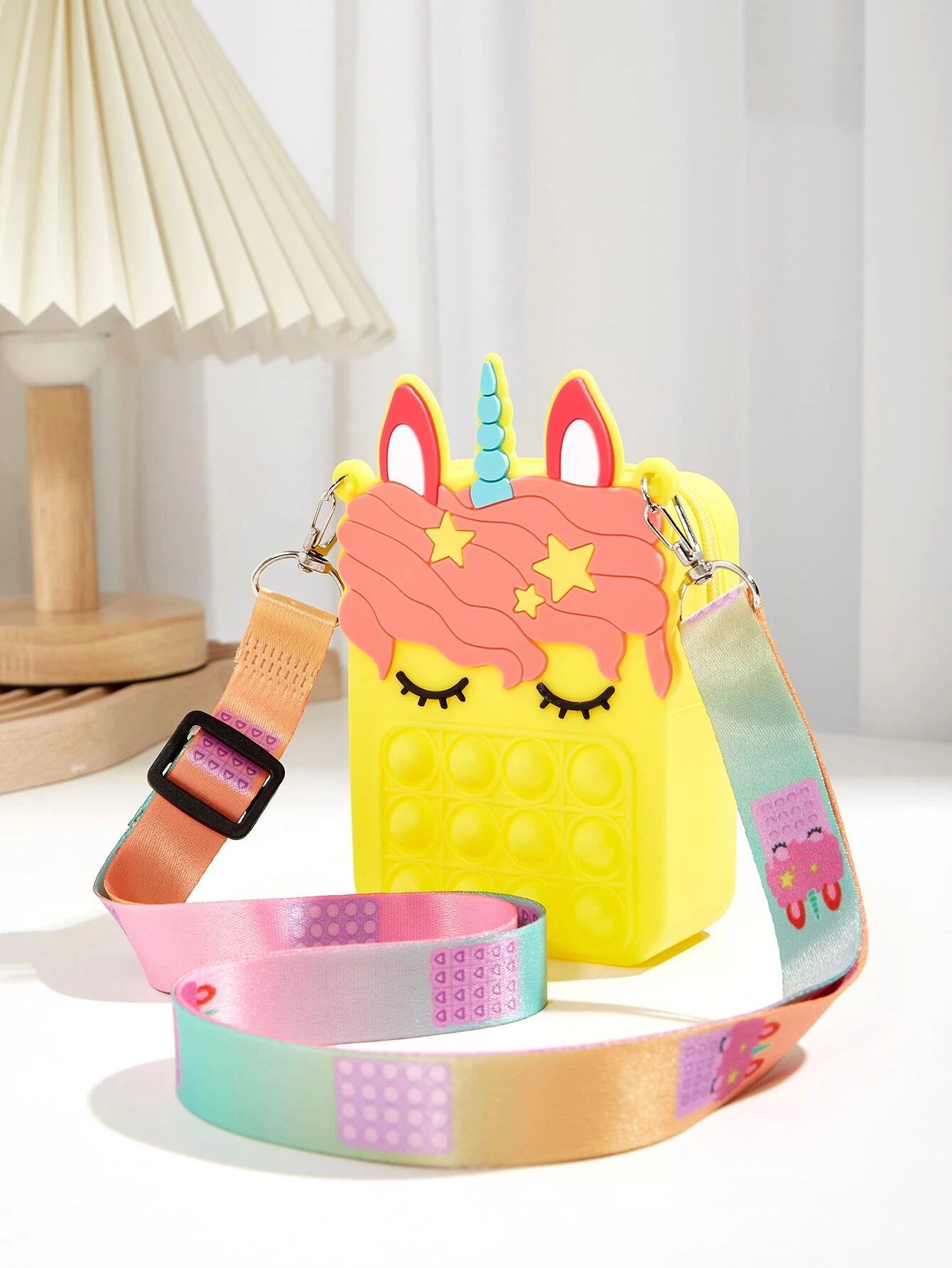 Dinossi - Bolso de hombro amarillo para niña con diseño de unicornio Popit