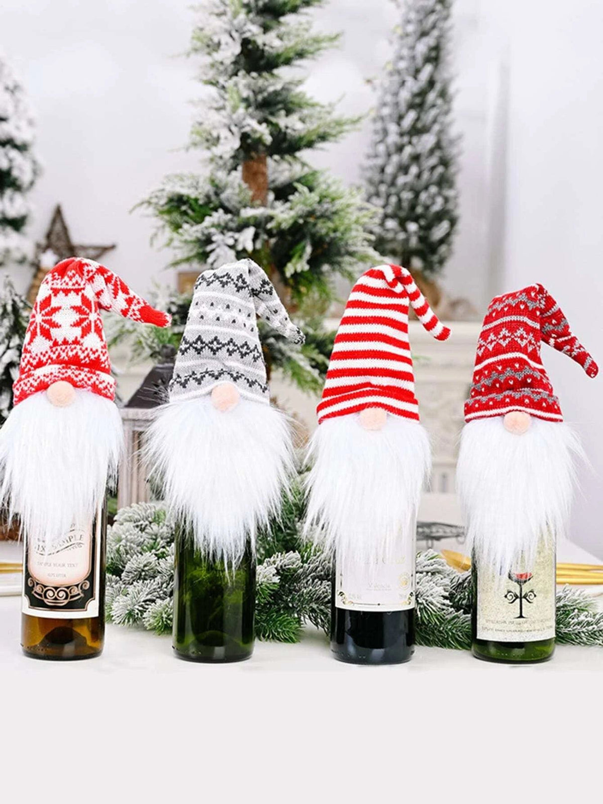 Dinossi - Vestido de tapa de botella de vino de duende navideño