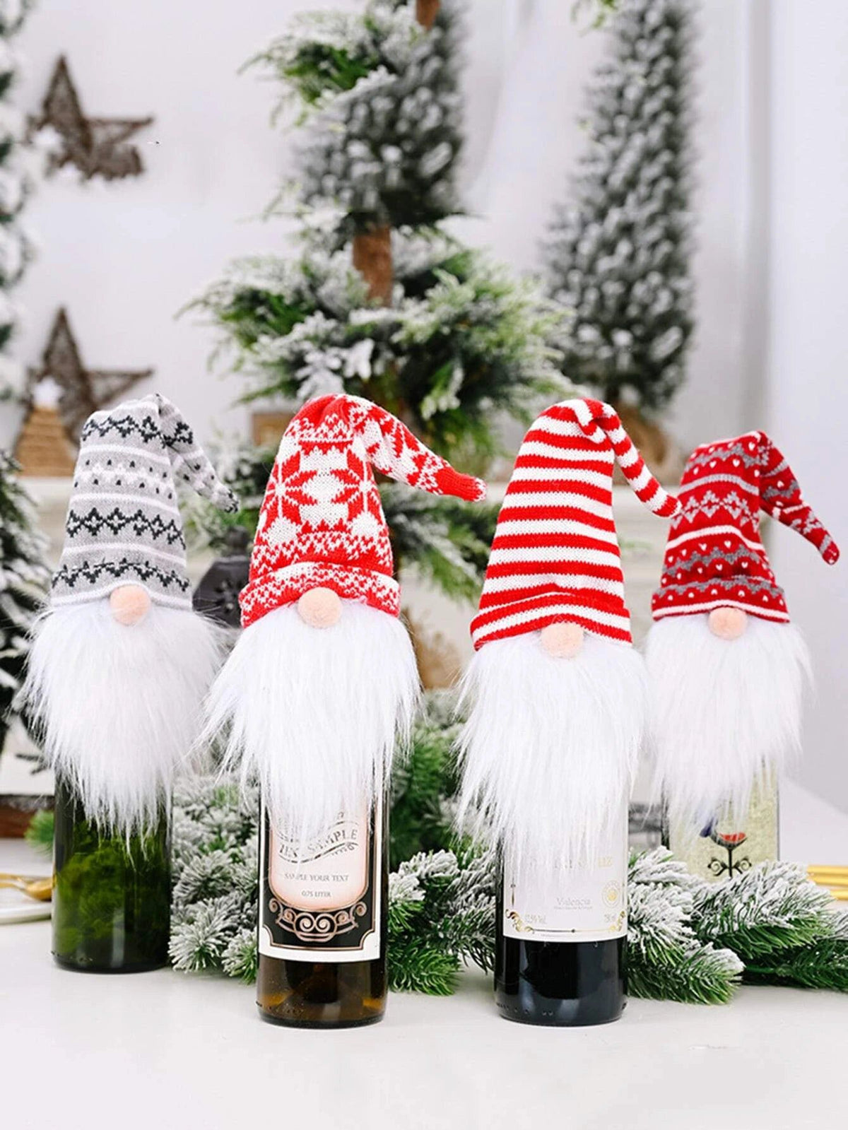 Dinossi - Vestido de tapa de botella de vino de duende navideño
