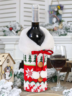Dinossi - Vestido de botella de vino decorativo con pompón de Navidad