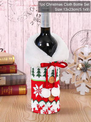 Dinossi - Vestido de botella de vino decorativo con pompón de Navidad