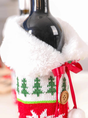 Dinossi - Vestido de botella de vino decorativo con pompón de Navidad