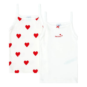 Petit Bateau - Camiseta con corazones de algodón orgánico, lote de 2 | Blanco