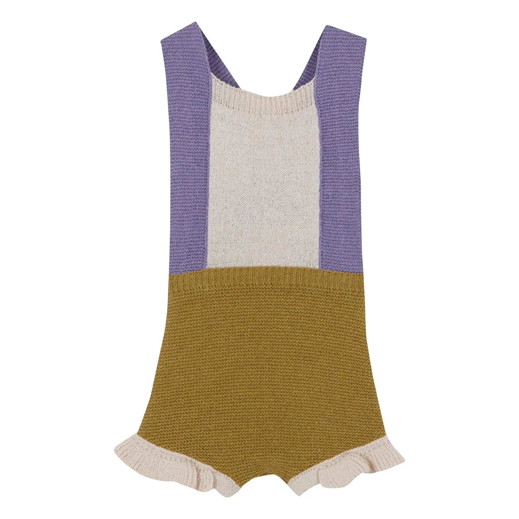 birinit - Mono con bloques de color, volantes y punto fino | Amarillo verde