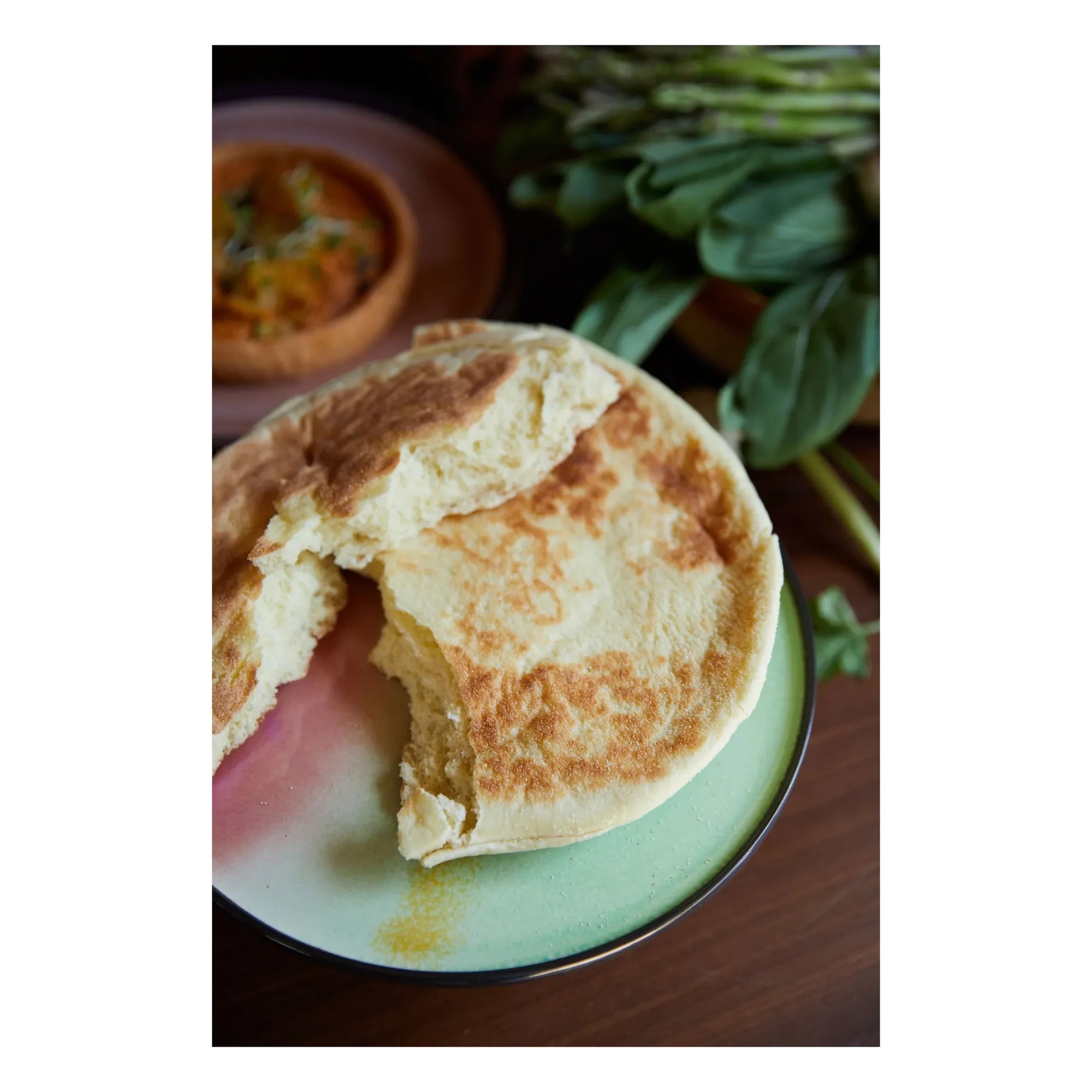 HKliving - Plato de tarta de gres | Verde almendra