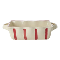 Rice - Recipiente de gres a rayas para horno | Rojo