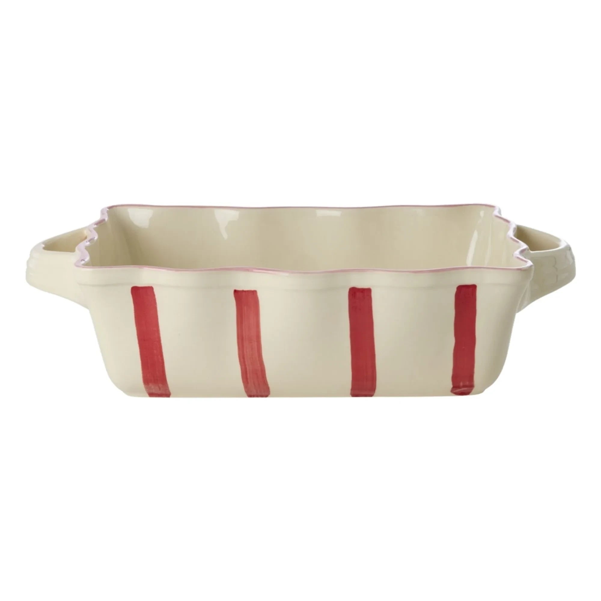 Rice - Recipiente de gres a rayas para horno | Rojo