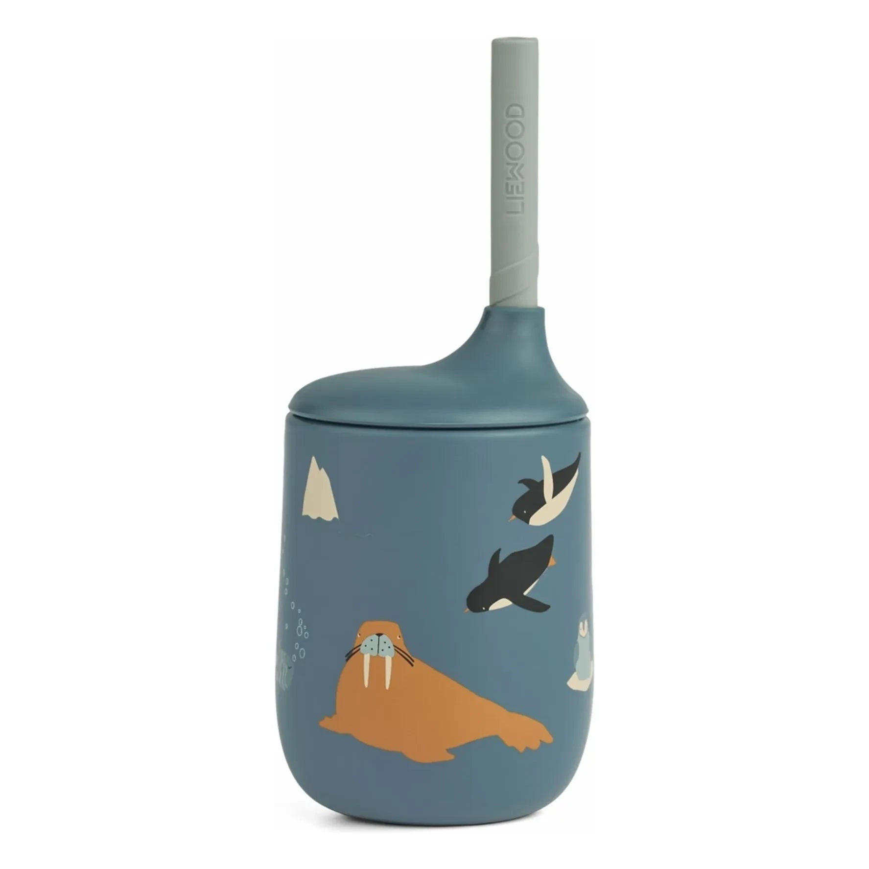 Liewood - Vaso con pajita de silicona Ellis | Arctic Sea/Ocean View