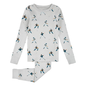 Petit Lem - Pijama de béisbol de algodón orgánico | Gris