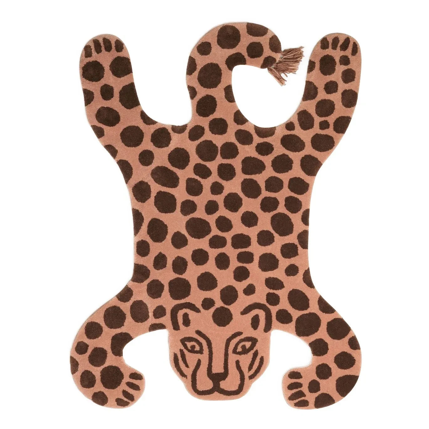 Ferm Living Kids - Alfombra leopardo tufted Safari 160x118 cm | Rojo ladrillo
