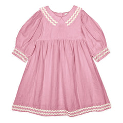 Mipounet - Isaline Vestido de lino con cuello | Rosa pálido