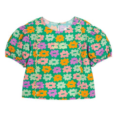 Jelly Mallow - Blusa floreada de seersucker verde