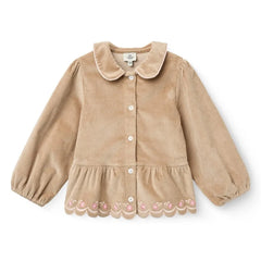 Copenhagen Colors - Blusa bordada de pana acanalada de algodón orgánico | Beige
