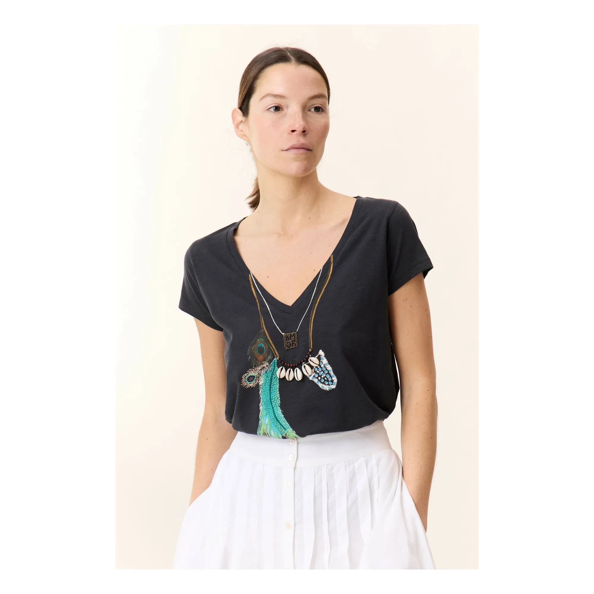 Leon & Harper - T-shirt Tonton Feather de algodón orgánico | Carbon
