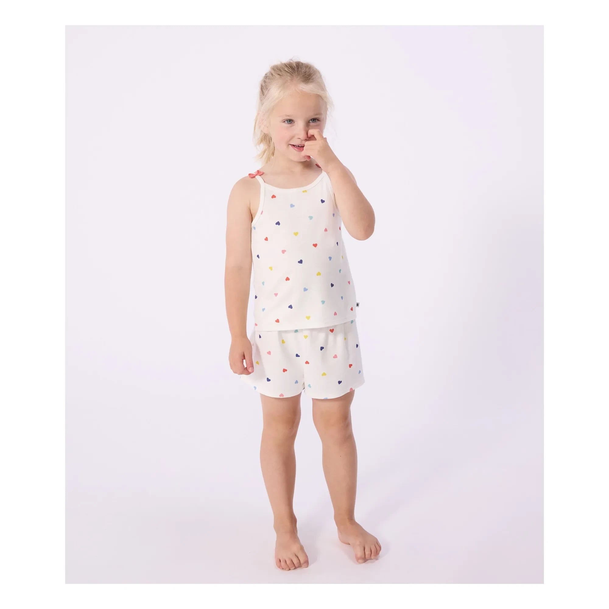 Petit Bateau - Camiseta corta de pijama estampada de corazones | Blanco