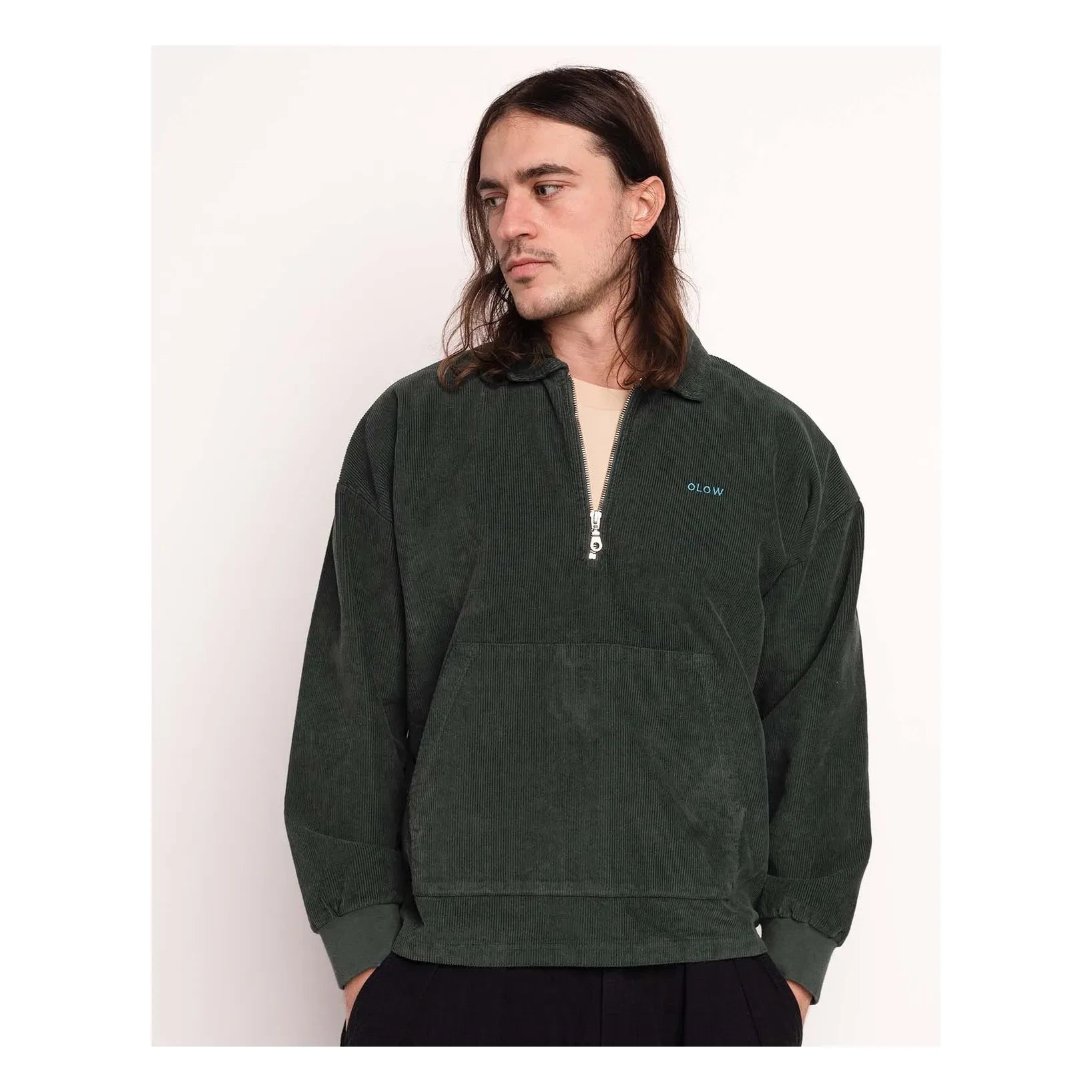 Olow - Sudadera Manso con media cremallera | Verde oscuro