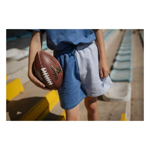Cos I Said So - Shorts de algodón orgánico con bloques de color y logotipo | Gris jaspeado
