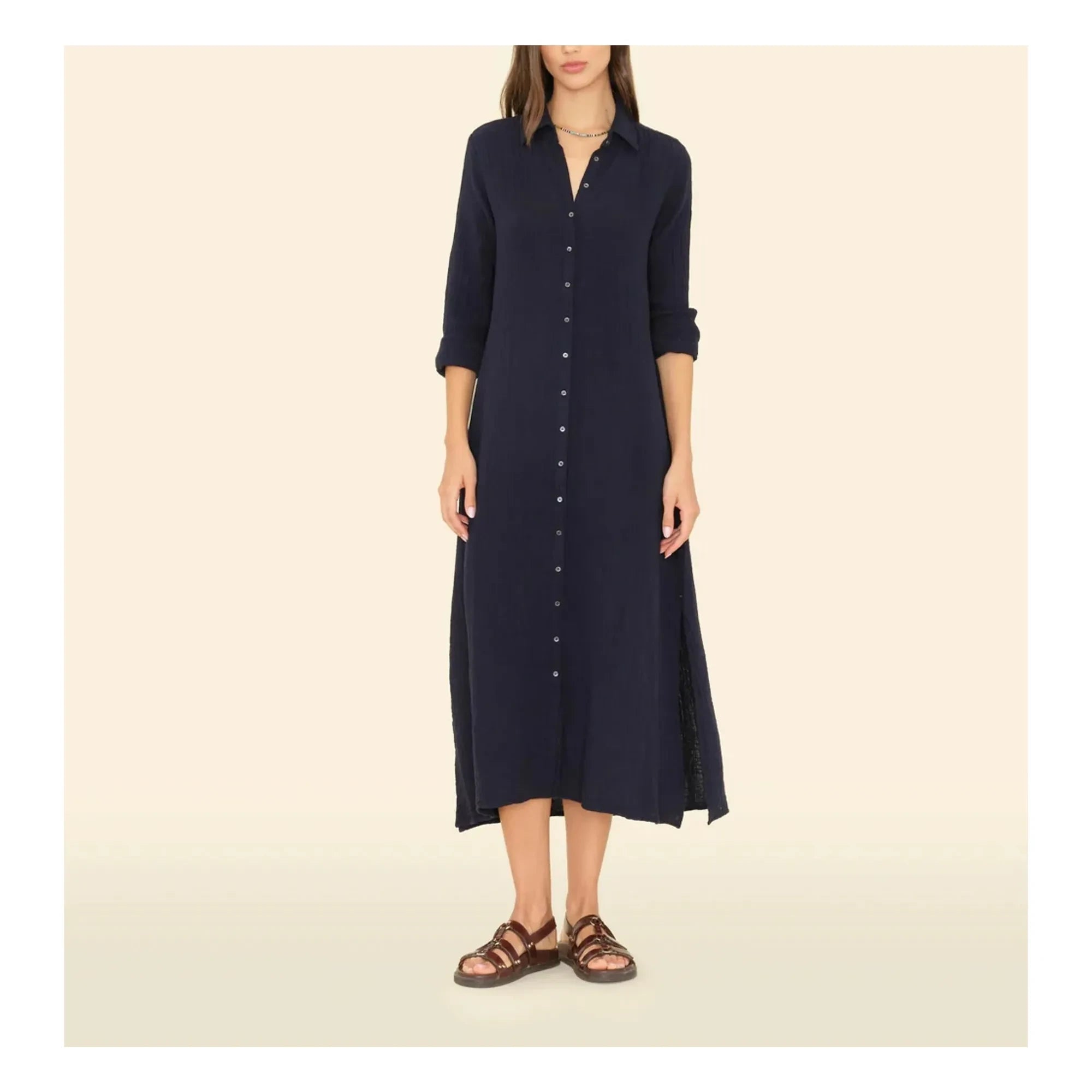 Xirena - Vestido de Gasa de Algodón Boden | Azul Oscuro