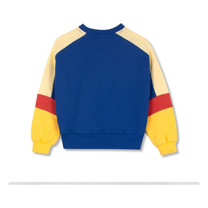 Wynken - Sudadera de algodón orgánico con bloques de color | Azul Oscuro