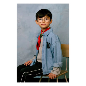 Mini Rodini - Mouffette Organik Pamuklu Denim Gömlek | Mavi