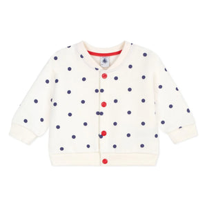 Petit Bateau - Chaqueta de punto de algodón con lunares | Crudo