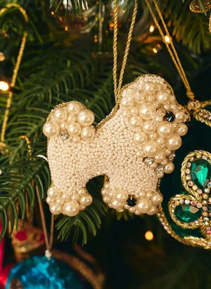 Anna + Nina - Adorno de Navidad Poodle Blanco