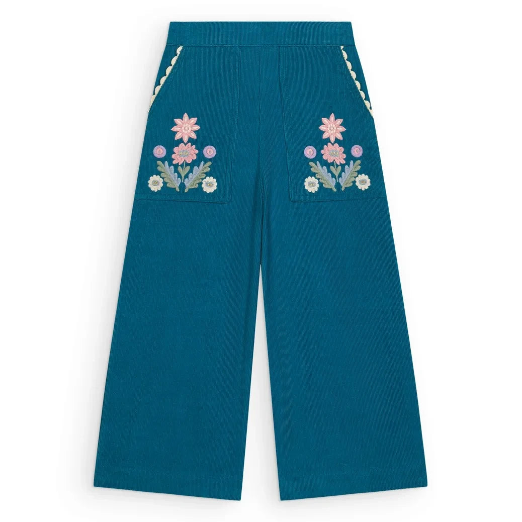 Louise Misha - Pantalones Floralia de algodón orgánico | Azul
