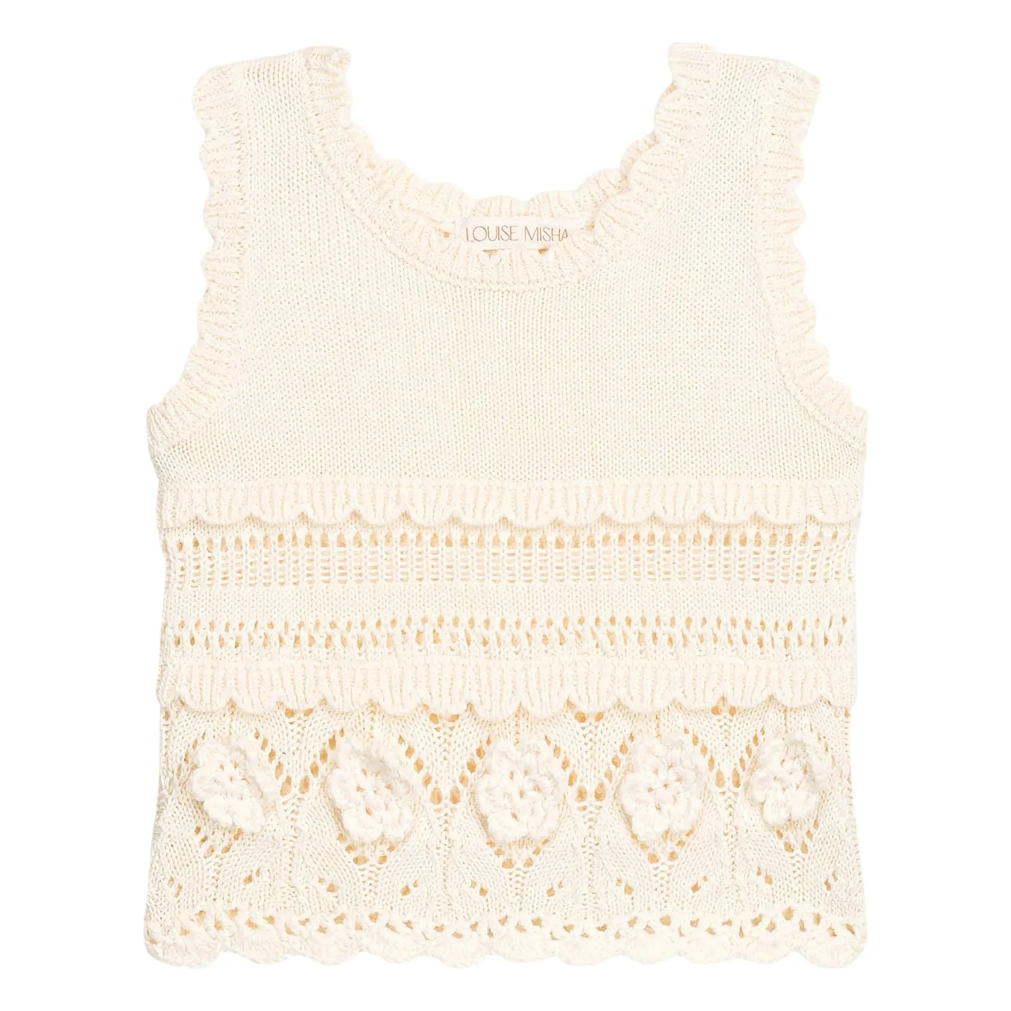 Louise Misha - Top de punto bordado Maelyse | Crema