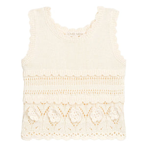 Louise Misha - Top de punto bordado Maelyse | Crema