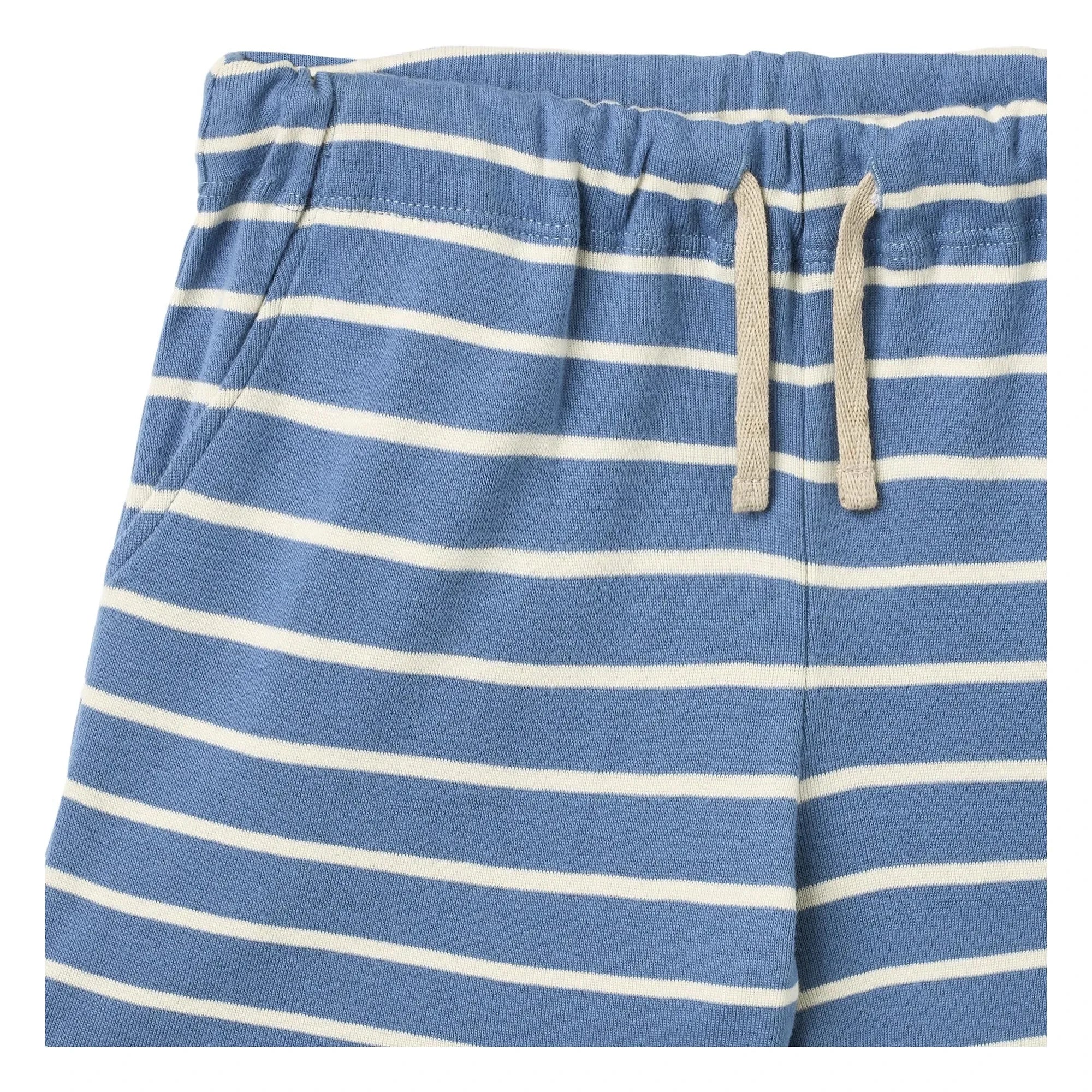 Wheat - Pantalón corto Kalle Jersey de algodón orgánico a rayas | Azul