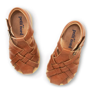 Petit Nord - Sandalias de piel con arañazos Diamond para principiantes | Coñac