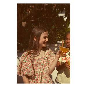 Piupiuchick - Amarillo | Blusa con volante y estampado de cerezas