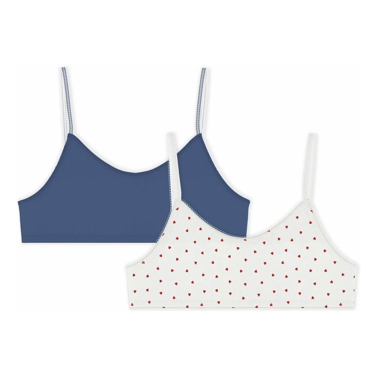 Petit Bateau - Set de 2 sujetadores de algodón orgánico con corazón | Blanco