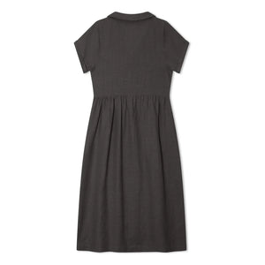 Matona - Vestido camisero de lino de corte medio | Negro