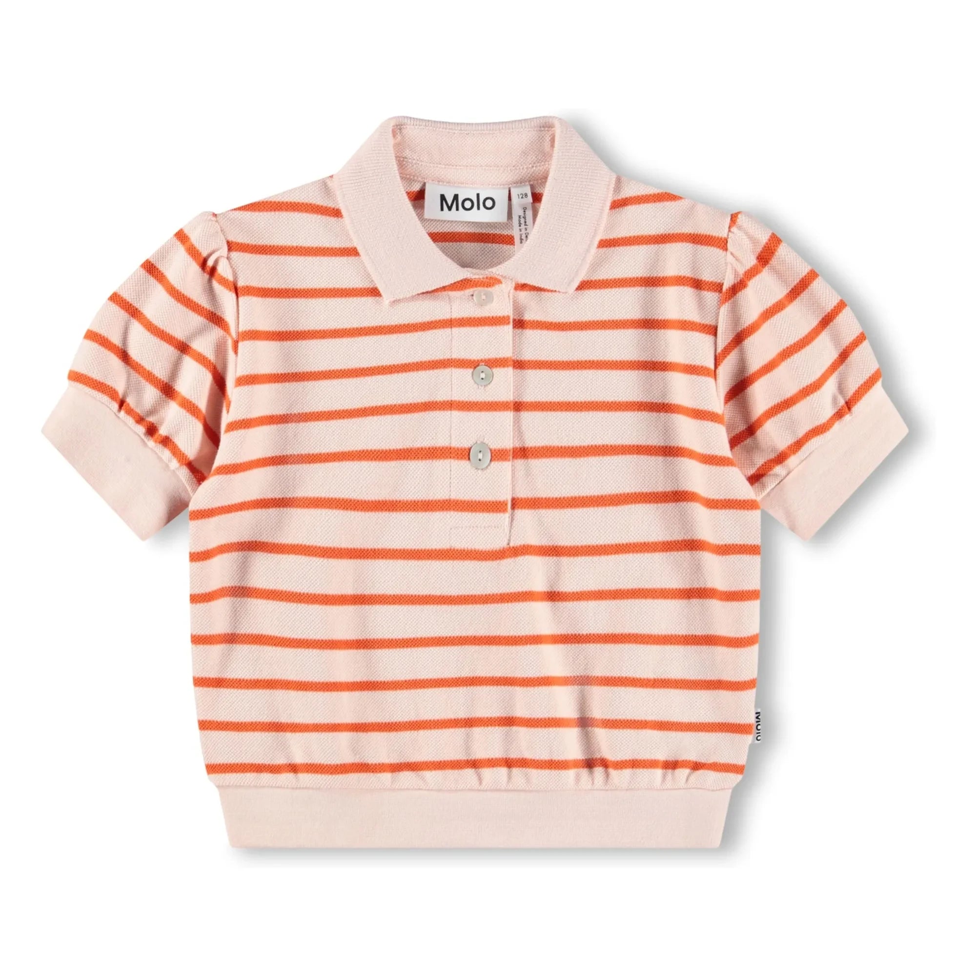 Molo - Polo de algodón orgánico con rayas Raki | Rosa claro