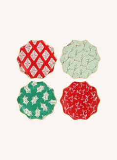 Meri Meri - Platos navideños de impresión en bloque - Paquete de 8