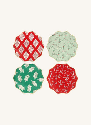 Meri Meri - Platos navideños de impresión en bloque - Paquete de 8