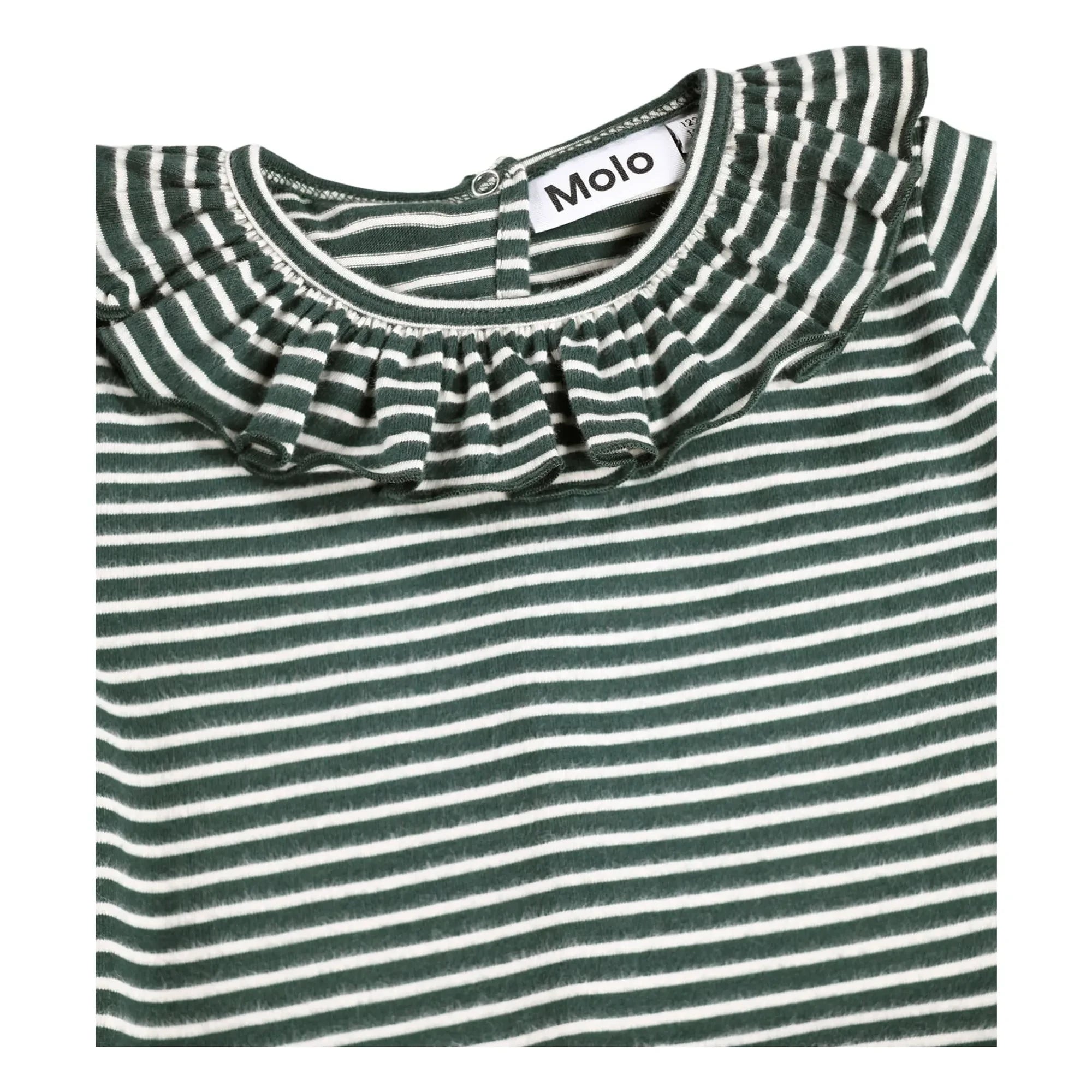 Molo - Vestido de algodón orgánico a rayas Cybilla | Verde cromo