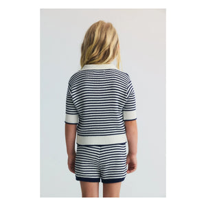 the new society - Camiseta de punto de polo a rayas | Azul marino